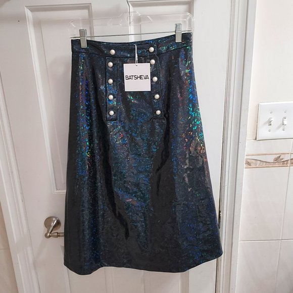 BATSHEVA Suffrage Holographic Pearl Stretchy A-Line Skirt